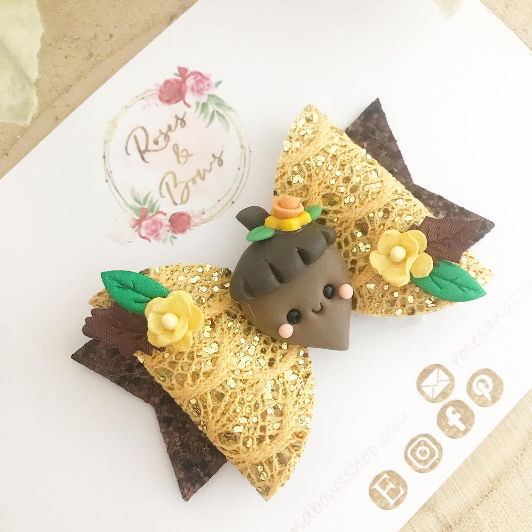 Autumn Acorn Hair Bow Headband or Clip