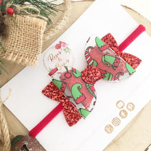 Load image into Gallery viewer, Elf transparent Glitter Bow Headband or Clip
