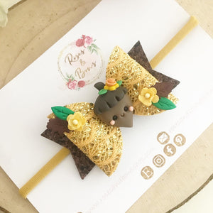 Autumn Acorn Hair Bow Headband or Clip