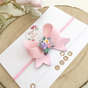 Floral Hair Bow Headband or Clip