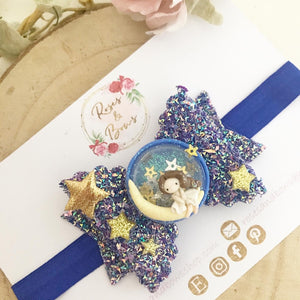 Stars and Moon Hair Bow Headband or Clip