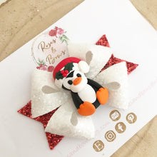 Load image into Gallery viewer, Christmas Penguin Hair Bow Headband or Clip
