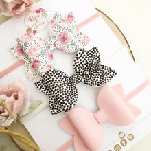 Load image into Gallery viewer, Pink, Black &amp; White Spot Hair Bow Headband or clip Set
