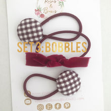 Load image into Gallery viewer, Burgundy School Hair Bows, Fringe Clips or Bobbles
