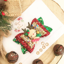Load image into Gallery viewer, Christmas Dancing Reindeer Hair Bow Headband or Clip
