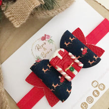 Load image into Gallery viewer, Red Christmas Door Hair Bow Headband or Clip
