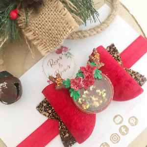 Reindeer Glitter Shaker Hair Bow Headband or Clip