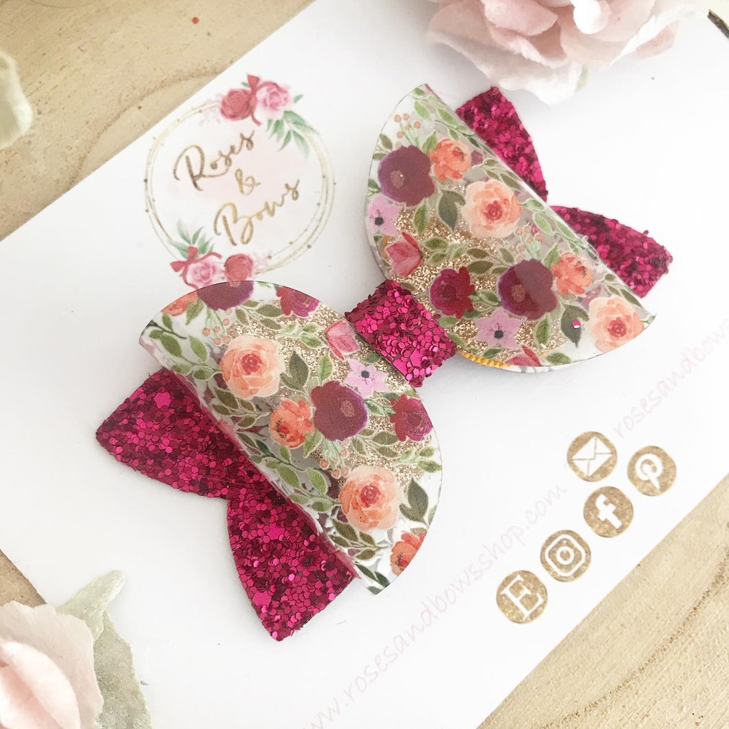 Autumn Fall Flowers Hair Bow Headband or Clip