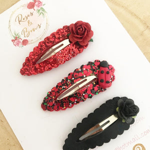 Ladybird ladybug scalloped snap clip set