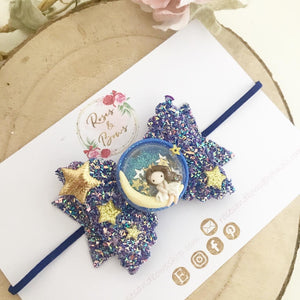 Stars and Moon Hair Bow Headband or Clip