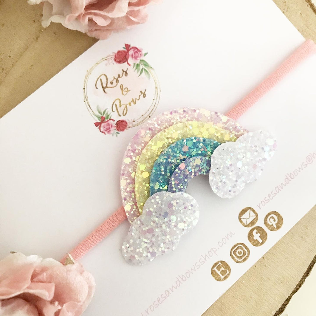 Pastel Rainbow Glitter Clip, Headband or Brooch