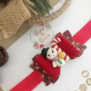 Christmas Snowman small Hair Bow Headband or Clip