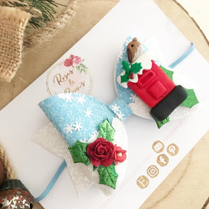 Christmas Post Box Hair Bow Headband or Clip