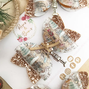 Christmas Nutcracker Transparent Glitter Hair Bow Headband or Clip