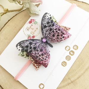 Butterfly Hair Bow Headband or Clip