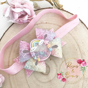 Rainbow Shaker Bow Headband or Clip