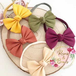 Autumn cotton pinch Hair Bow Headband or Clip