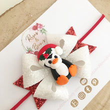 Load image into Gallery viewer, Christmas Penguin Hair Bow Headband or Clip
