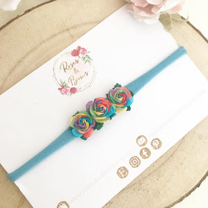 Rainbow rose nylon headband