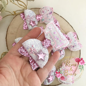 Birthday Number Glitter Hair Bow Headband or clip