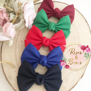 cotton pinch Hair Bow Headband or Clip