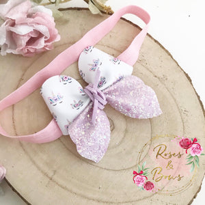 Sleepy Unicorn Hair Bow Headband or Clip