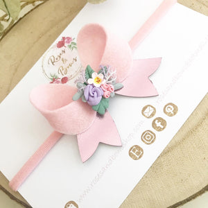 Floral Hair Bow Headband or Clip