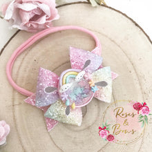 Load image into Gallery viewer, Rainbow Shaker Bow Headband or Clip
