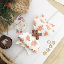 Load image into Gallery viewer, Christmas Gingerbread Glitter Hair Bow Headband or Clip
