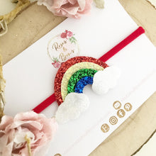 Load image into Gallery viewer, Bright Rainbow Glitter Clip, Headband or Brooch
