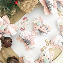 Load image into Gallery viewer, Pink Christmas Deer Glitter Bow Headband or Clip
