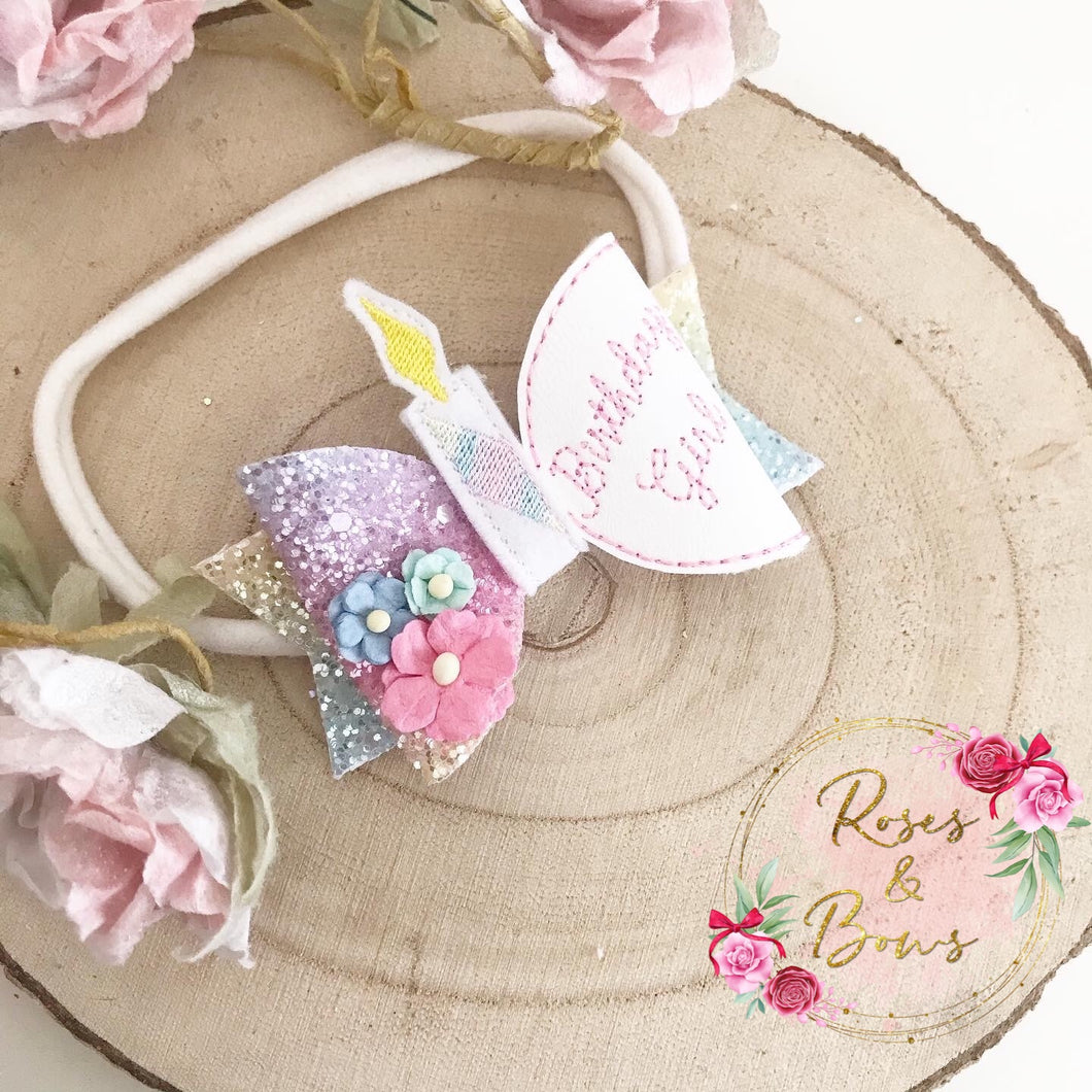 Birthday Girl Hair Bow Headband or clip