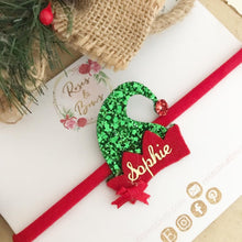 Load image into Gallery viewer, Personalised Name Christmas Elf Hat Headband or Clip
