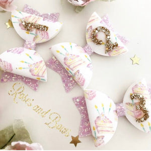 Birthday Cake Hair Bow Headband or Clip