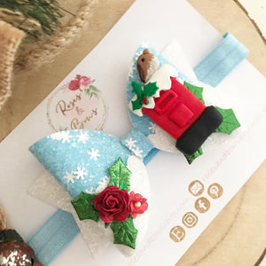 Christmas Post Box Hair Bow Headband or Clip