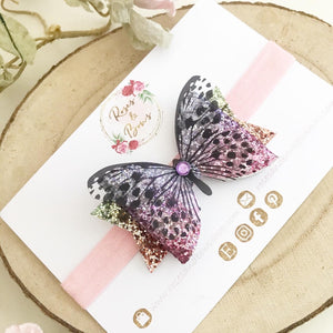 Butterfly Hair Bow Headband or Clip