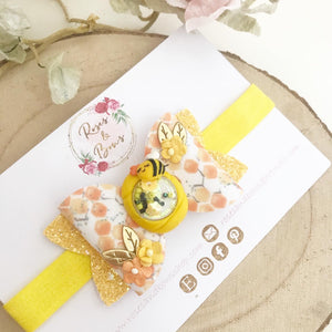 Bee Honeypot Shaker Hair Bow Headband or Clip