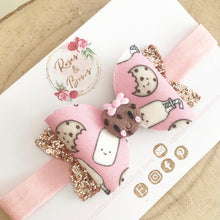 Load image into Gallery viewer, Pink Milk and Cookies Hair Bow Headband or Clip
