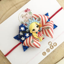 Load image into Gallery viewer, July 4th Statue of Liberty Bow Headband or Clip
