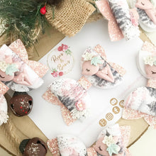 Load image into Gallery viewer, Pink Christmas Deer Glitter Bow Headband or Clip
