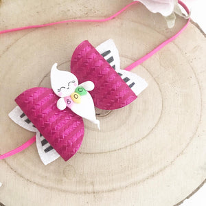 Pink Ghost Glitter Bow Headband or Clip
