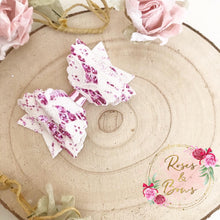 Load image into Gallery viewer, Pink Lace Glitter Hair Bow Headband or clip
