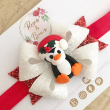 Load image into Gallery viewer, Christmas Penguin Hair Bow Headband or Clip
