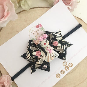 Halloween Bride Hair Bow Headband or Clip