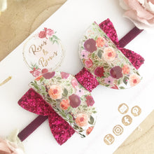 Load image into Gallery viewer, Autumn Fall Flowers Hair Bow Headband or Clip
