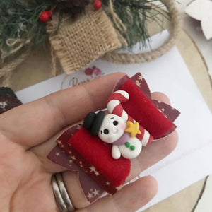 Christmas Snowman small Hair Bow Headband or Clip