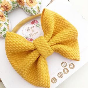 Sunflower or mustard Liverpool bullet fabric bow