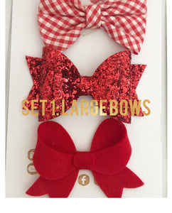 Red School Hair Bows, Fringe Clips or Bobbles