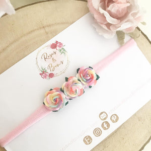 Rainbow rose nylon headband