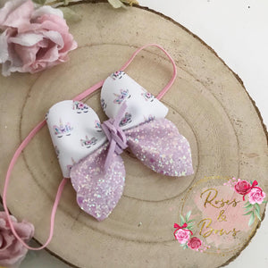 Sleepy Unicorn Hair Bow Headband or Clip